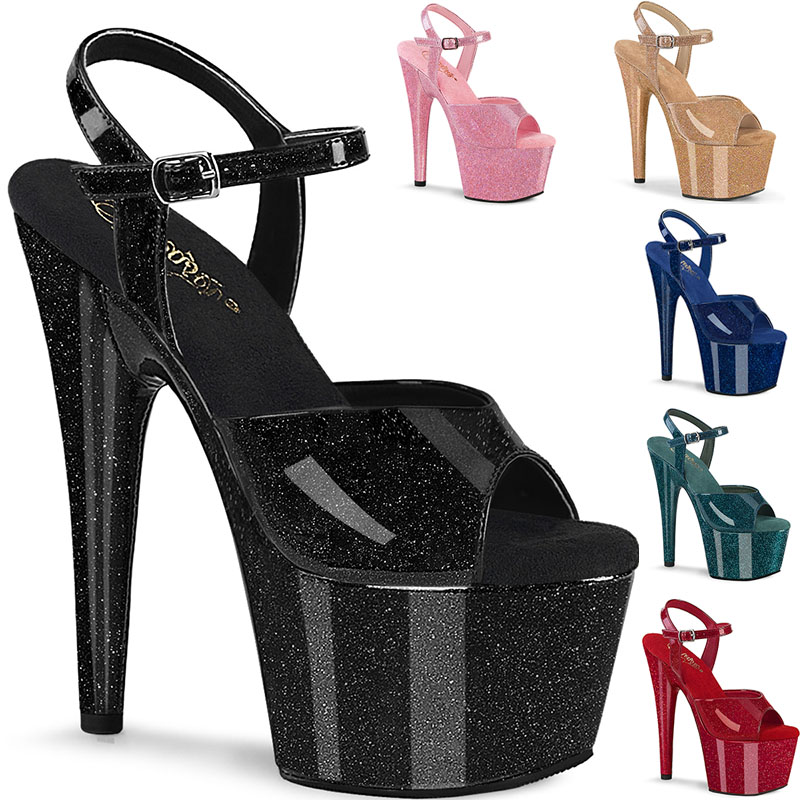 Sandales multi-couleurs paillettes adore - Pointure : 46 - Couleur : Bleu - Pleaser - Modalova