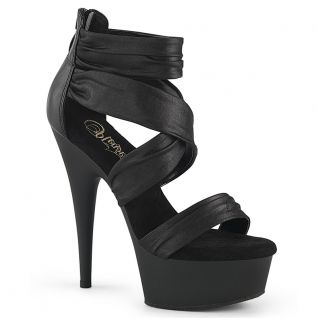 Sandales noires en satin et talon haut