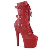 Bottines imitation cuir rouge