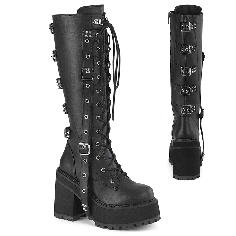 Bottes gothiques noires cuir végan - Pointure : 36 - Demonia CULT - Modalova