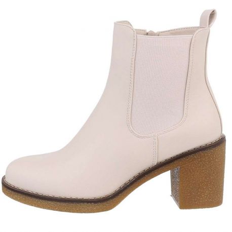 Bottines beige talon large
