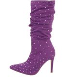 Bottes haut talon violette petit prix