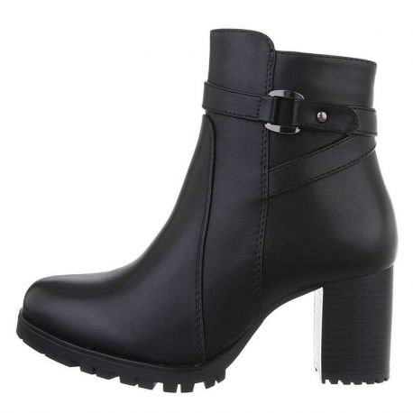 Bottines noires talon carré