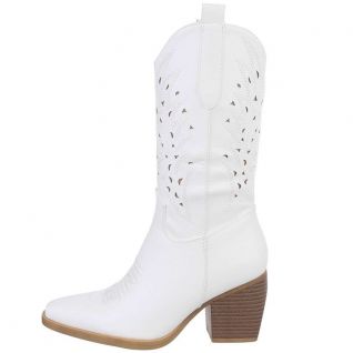 Botte western blanche