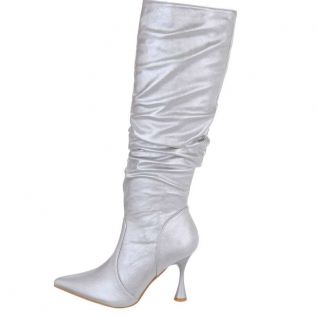 Botte talon haut coloris argent