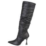 Bottes plissées noires talon haut