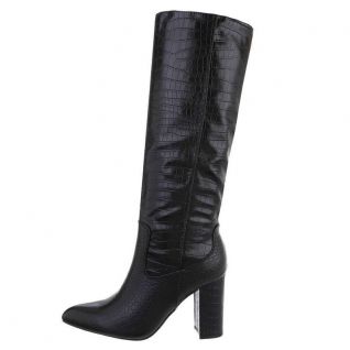 Botte noire mat talon large