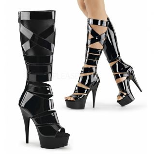 Botte ouverte coloris noir talon haut
