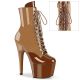 Bottines femme Pleaser chocolat/caramel, modèle portant les bottines
