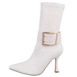 Bottines blanches talon bobine