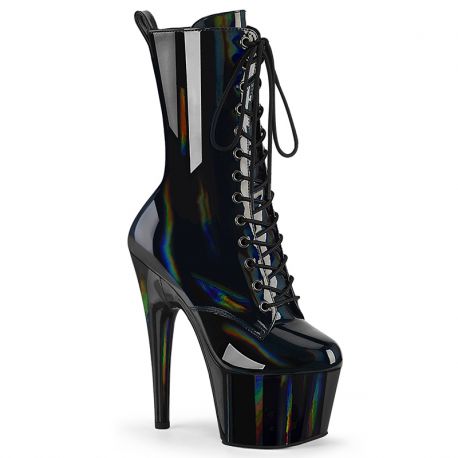 Bottines noires vernies holographique