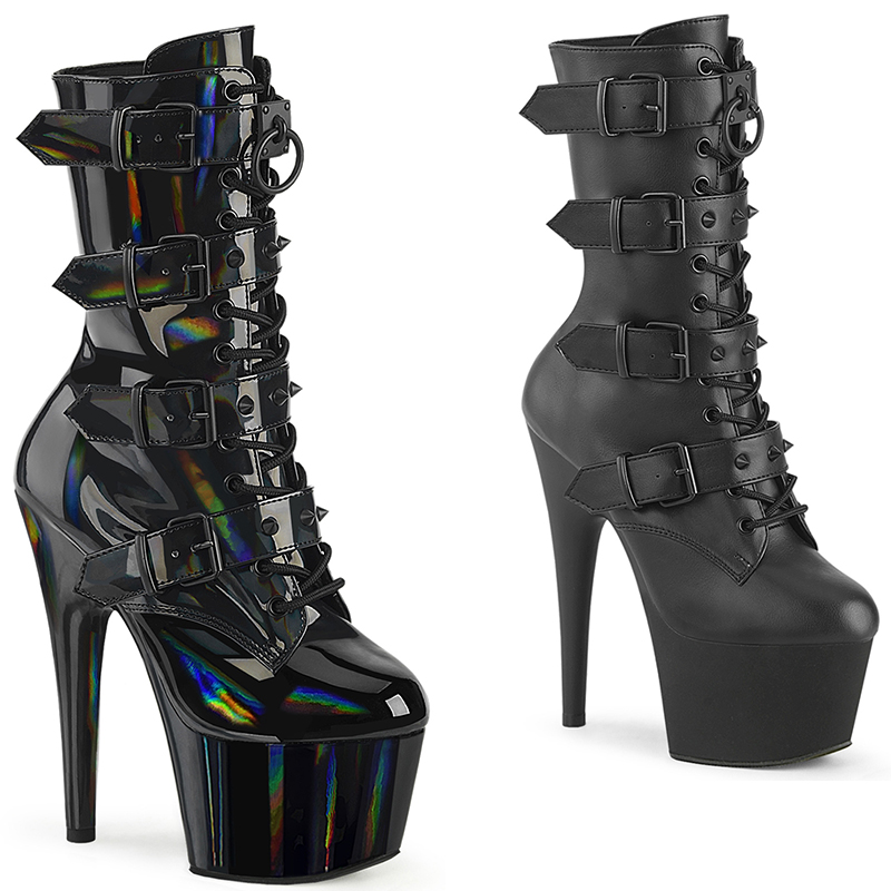 Bottines à lanière vernies ou mats hauts talon - Pointure : 42 - Couleur : Noir Mat - Pleaser - Modalova