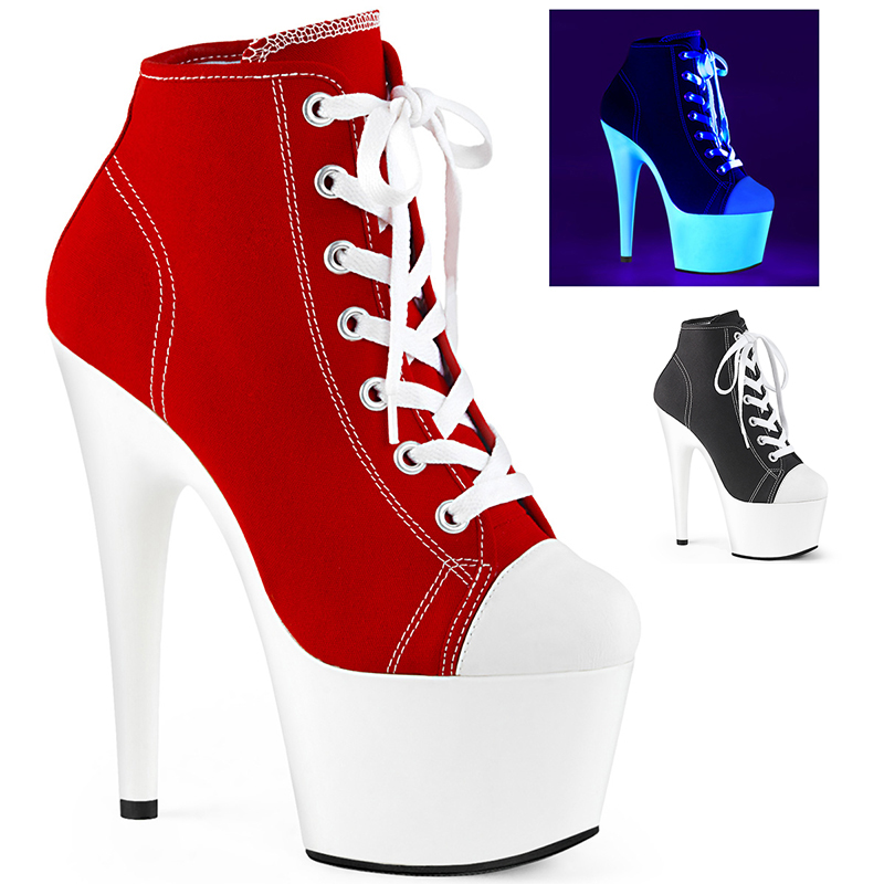Bottines en toile fluorescentes talon plateforme - Pointure : 41 - Couleur : Noir - Pleaser - Modalova