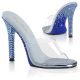 Mules transparente et bleu talon strass