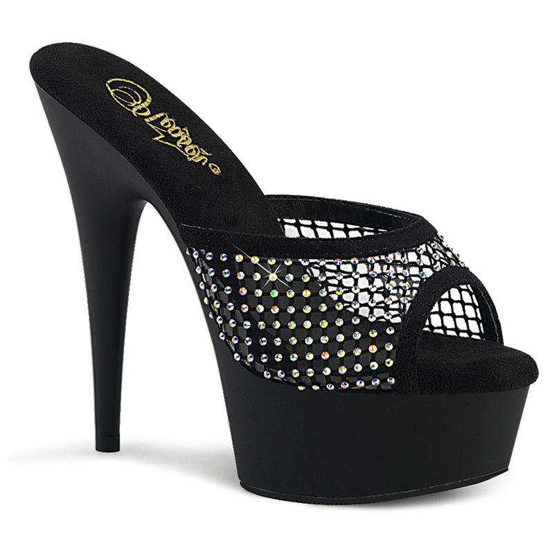 Chaussure femme mules talon noir paillettes
