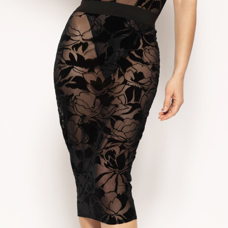 Jupe crayon en résille noire - Taille : XXXL 46 - Mode Patrice Catanzaro - Modalova