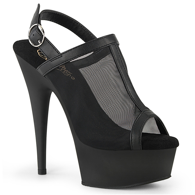 Chaussures sexy sandales bouts ouverts noires vernies talon haut - Pointure : 36 - Pleaser - Modalova