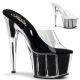 Chaussures sabots transparents haut talon plateau noir ou argent