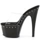 Mules plateformes talon haut noire et strass