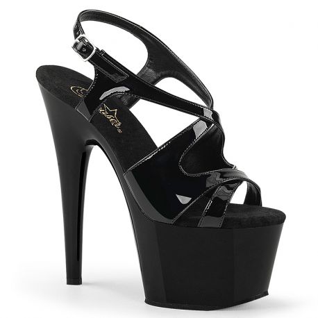 Sandales bride croisée noires vernies