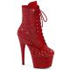 Bottines strass et maille fine rouge adore