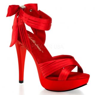 Chaussure mode satinée sandale coloris rouge à talon 