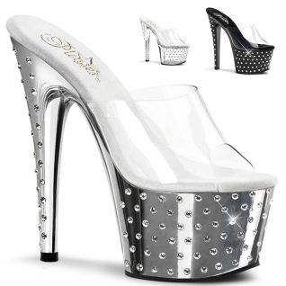 Chaussures mules originales transparentes plateforme strass