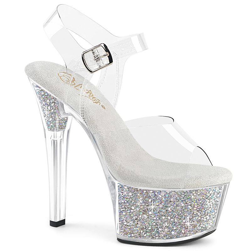 Sandales sexy nu-pieds strass à talon - Pointure : 46 - Pleaser - Modalova