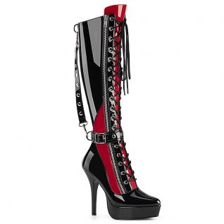 Bottes vernies rouge et noire talon plateforme