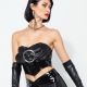 Bustier court en vinyle noir