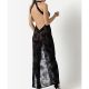 robe résille noire floquée