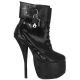 Élégantes bottines noires en latex, avec un talon aiguille vertigineux et une plateforme imposante