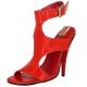 Élégantes sandales pour femme en latex rouge verni, avec talon aiguille vertigineux