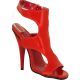 Sandale femme talon aiguille rouge en latex