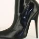 Botte femme sexy, talon aiguille vertigineux, latex noir