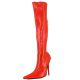 Bottes femme talon aiguille en latex rouge