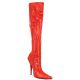 Chaussures féminines hautes en latex rouge verni