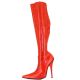 Bottes fetish en latex rouge à talons aiguilles