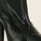 Bottines à plateforme haute en latex noir pour femme, style gothique, bout rond, talon épais