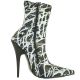 Bottines courtes en latex noir, imprimé zèbre contrasté