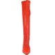 Chaussure femme, botte rouge en latex, talon aiguille