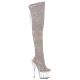 Cuissarde bout ouvert paillette argentée ADORE-3019C-RS