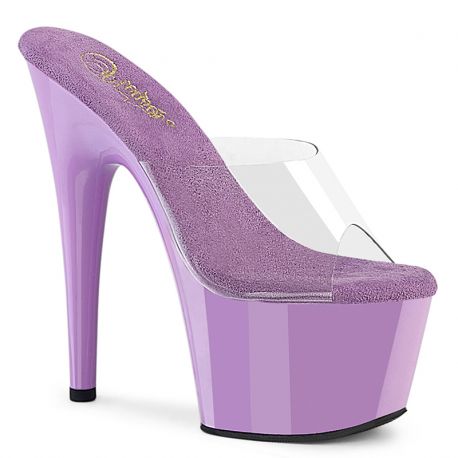Mules plateforme femme, coloris lavande. Chaussures été tendance.