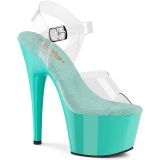 Sandale transparente plateforme turquoise