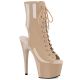 Bottines bout ouvert caramel - style fétichiste, talon vertigineux - pour un look unique.