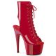 Bottines bout ouvert rouges - talon haut, bout ouvert - pour un look audacieux.