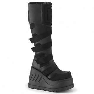 Bottes plateforme vegan noir Demonia Cult, vue de face