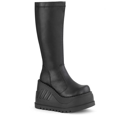 Bottes compensées vegan noires DemoniaCult