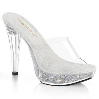 Mules transparentes femme avec talon fin et strass COCKTAIL-501RSI