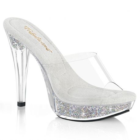 Mules transparentes femme avec talon fin et strass COCKTAIL-501RSI
